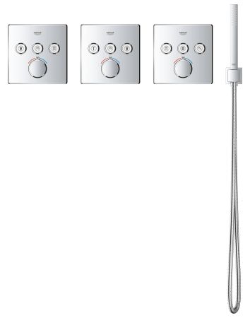 Внешняя часть термостатического смесителя на 3 выхода GROHE Grohtherm SmartControl, хром (29126000)