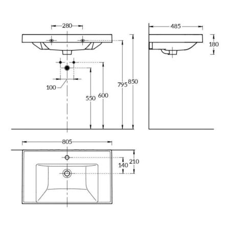 Тумба под раковину подвесная La Fenice Cubo FNC-01-CUB-G-80, серо-зеленая, артикул FNC-01-CUB-G-80