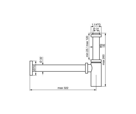 Emmevi, круглый сифон 1¼" для раковины, цвет бронза, артикул C06633/BR