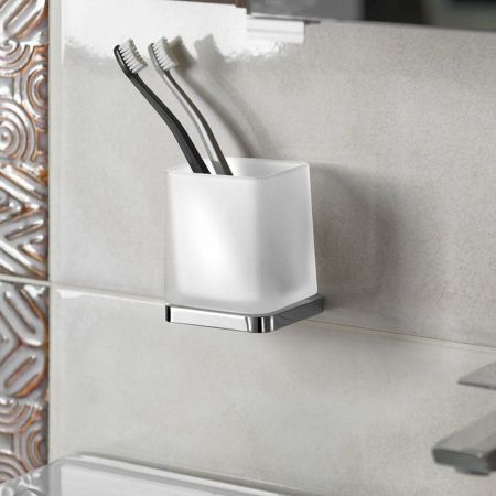 Стакан OLYMP для зубных щёток с держателем, одинарный, 111x80x78 мм, хром, Sapho, артикул 1321-77