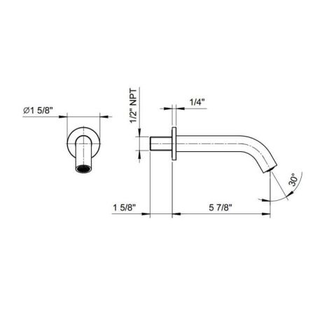 Fantini Nostromo Излив для ванны, настенный, отделка Матовая натуральная сталь