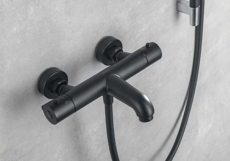 Термостатический смеситель для ванны AQUATEK, матовый черный AQ1043MB, артикул AQ1043MB