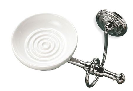 Stil Haus Idra, настенная керамическая мыльница, цвет хром - белая керамика, артикул I09(08-BI)