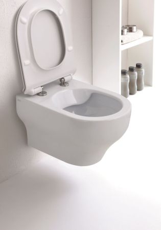 Olympia Clear, подвесной безободковый унитаз c крепежом, 50x36 см, цвет черный глянцевый