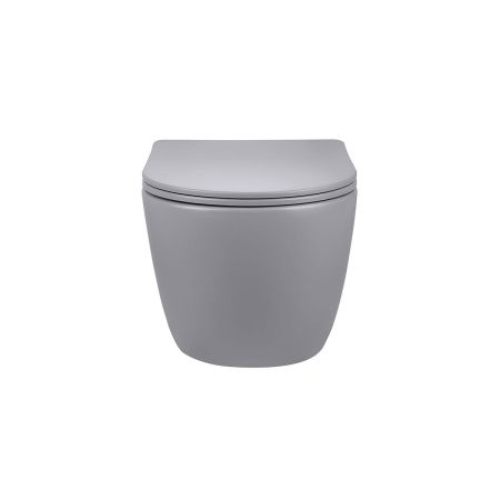 Унитаз подвесной Globo VT1-14SMG безободковый, цвет матовый серый, ультратонкое сиденье soft-close, артикул VT1-14SMG