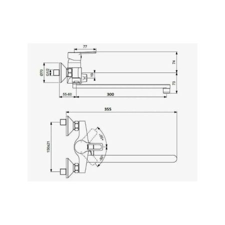 Смеситель для ванны D-Lin D146422-5, хром