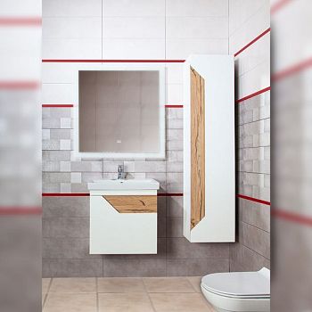 Комплект мебели для ванной Бриклаер БРАЙТОН 60, белый/дуб