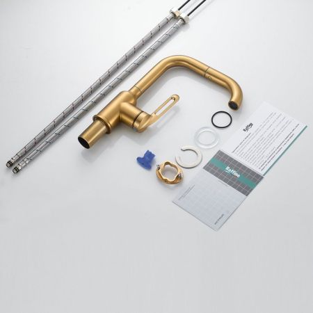 Смеситель для раковины Raffine F201G, золотой сатин