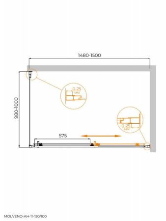 MOLVENO-AH-11-150/90-C-BORO-IV Душевой уголок, артикул MOLVENO-AH-11-150/90-C-BORO-IV