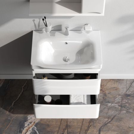 M80FHX0652WG Like, База под раковину, подвесная, 65 см, 2 ящика, белый, глянцевая, шт, артикул M80FHX0652WG