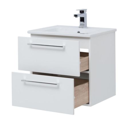 Тумба с раковиной подвесная Dreja Gio 60 см, белый, артикул 77-0101W-com