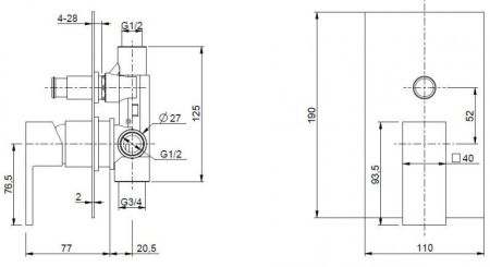 Встраиваемый однорычажный смеситель для душа CEZARES UNIKA-VDIM