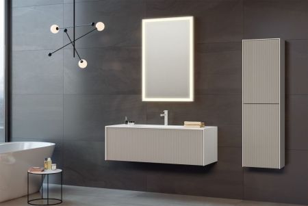 Тумба с раковиной ORKA Cube 100 подвесная, бежевый матовый