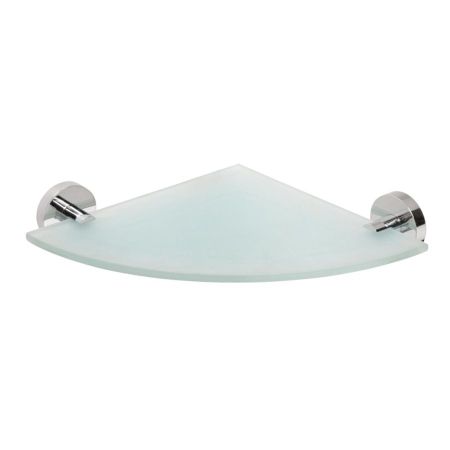 Полка X-ROUND стеклянная угловая 250x250 мм, с хромированными держателями, Sapho, артикул XR603