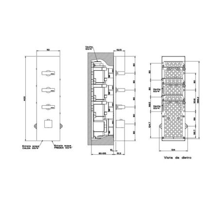 Gessi Rettangolo Встраиваемый термостат, подключение на 3/4”, с 3мя независимыми выходами(внешние части), цвет: черный