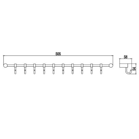 Планка с крючками Savol S-006210, хром, артикул S-006210