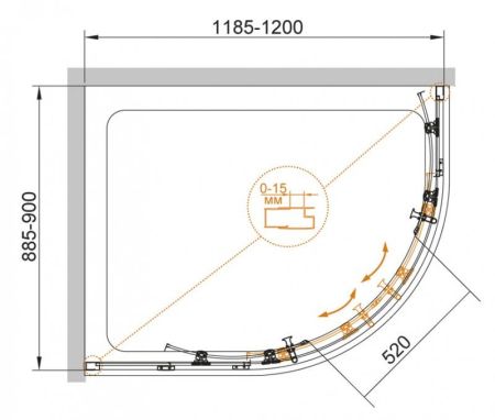 Душевой уголок CEZARES ECO-O-RH-2, артикул ECO-O-RH-2-120/90-P-Cr