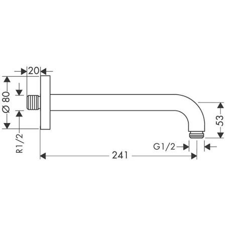HG Держатель верхнего душа, настенный, 241мм, G1/2, цвет: хром, артикул 27409000