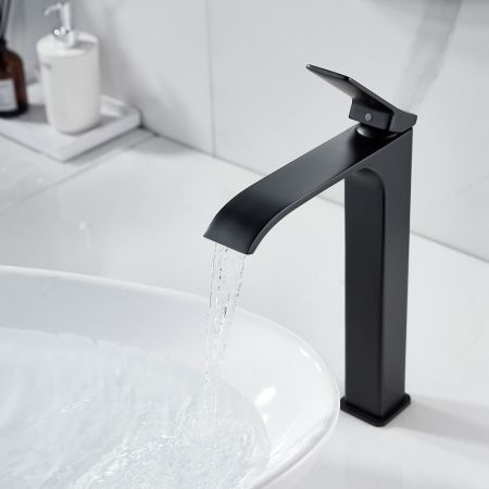 Смеситель для раковины высокий Shevanik S4011H, черный, артикул S4011H