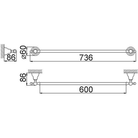 HUBER Croisette Полотенцедержатель 60 см, цвет никель матовый, артикул 4014.01H.AC