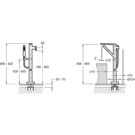 Смеситель для ванны напольный JACOB DELAFON COMPOSED E73087-CP (хром, L-21 H-90,5), шт, артикул E73087-CP