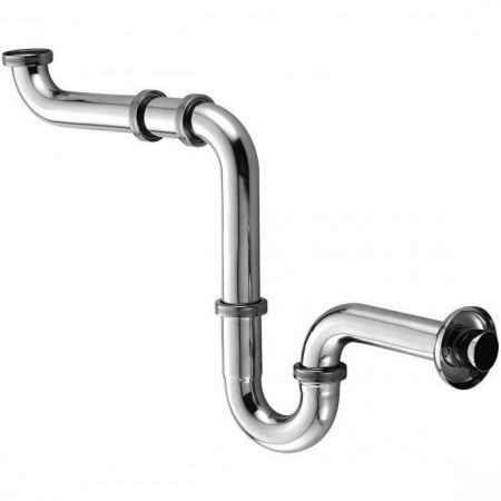 Сифон, Kludi, трубный, 1 1/4 х 32, с отражателем, с отводной дугой 32 мм, цвет-хром, артикул 1025505-00