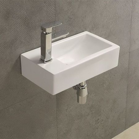 Раковина керамическая, чаша справа AM-7948-R, цвет белый, 450х250х120