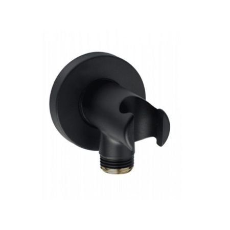 BOSSINI Душевой держатель из латуни, с водорозеткой, цвет черный матовый, артикул C12000.073