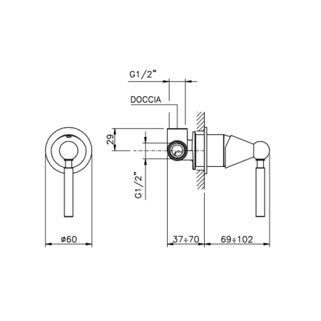 Nicolazz Torre Смеситель для душа на 1 отверстие, встраиваемый, цвет: хром, артикул 3906CR