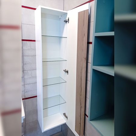 Пенал Бриклаер Брайтон 38 см, белый/дуб, артикул 4627125415746