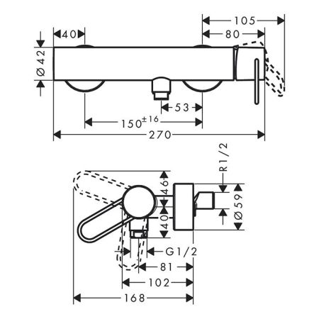 AX Uno Смеситель для душа, цвет шлифованная бронза, артикул 38621140