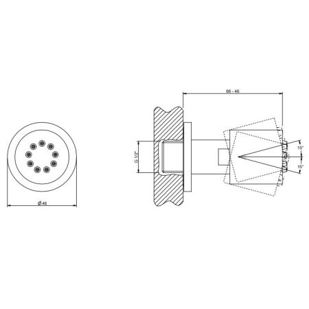Gessi Body Jets Поворотная боковая форсунка, цвет: Black Metal Brushed PVD, артикул 13375#707