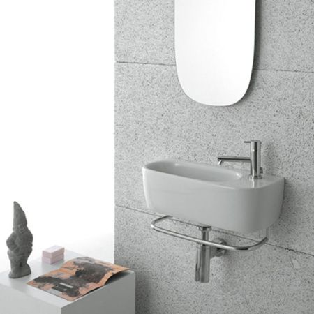 GLOBO Genesis Раковина крыло справа  50x22 cм без отв. под смеситель, цвет: белый, артикул GE046.BI*0