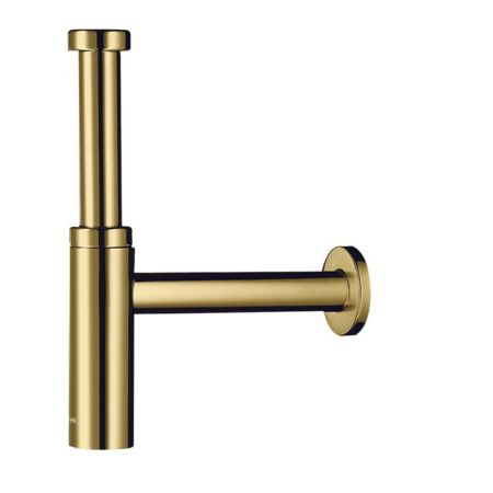Сифон, Hansgrohe, Flowstar S, для раковины, тип-бутылочный, 1/4", цвет-полированное золото, дизайнерский, комплект поставки-погружная трубка,мм-140, горизонтальная трубка, розетка,мм-Ø 72, диапазон регулировки,мм-60–165, расстояние от стены,мм-330, артикул 52105990