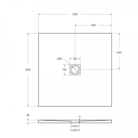 Поддон из искусственного мрамора BelBagno TRAY-MR-UNO-A, артикул TRAY-MR-UNO-A-90-35-W-CR