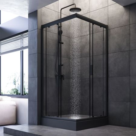 W90G-403-090BT Душевое ограждение Gem Square Slide 90x90 стекло прозрачное, профиль черный матовый,, артикул W90G-403-090BT