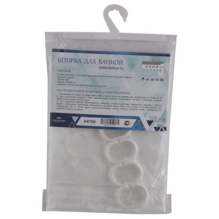 Штора для ванной FASHUN A8758, белый