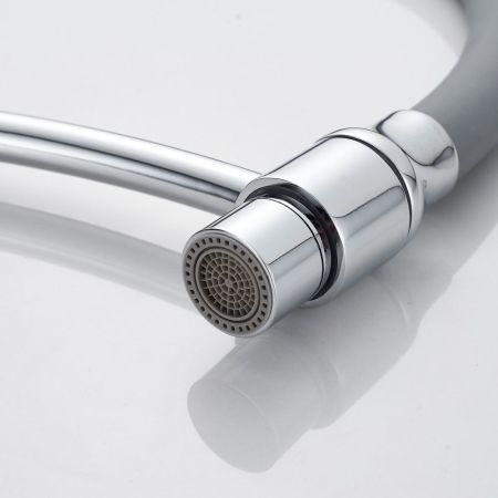 Смеситель для кухни с гибким изливом Shevanik S743-9, хром/серый