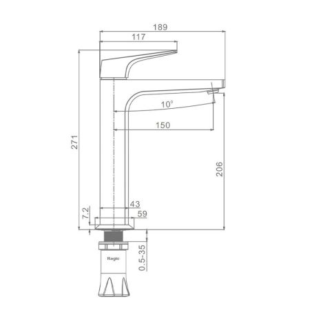 Смеситель для раковины высокий Raglo R07.15.33, медь