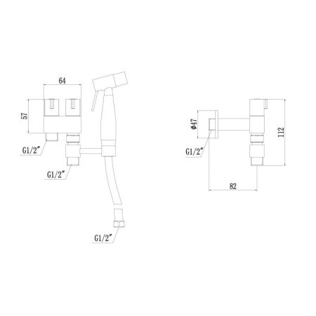Гигиенический душ без смесителя Fmark FS-FXQ02Q, графит, артикул FS-FXQ02Q