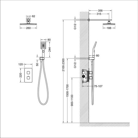 Душевая система встроенная с термостатом Timo Petruma SX-5059/03SM золото матовое, артикул SX-5059/17SM