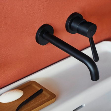 Agape Fez 2 Настенный смеситель для раковины, однорычажный, илив: 150мм, цвет: черынй, артикул AFEZ011E