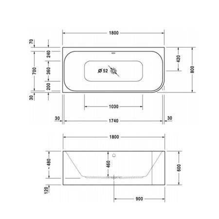 Duravit Слив-перелив квадратно-овальный, цв. хром