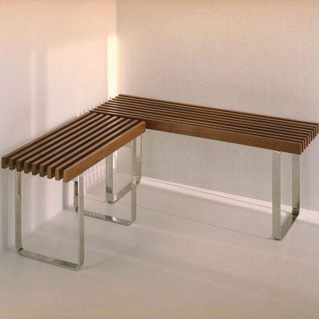 Eﬀegibi Topkapi Скамейка 75x35x Н: 44см, нержавеющая сталь/бирманский тик, артикул HA 65 10 0020