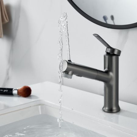 Смеситель для раковины многофункциональный Raffine F281T, оружейная сталь, артикул F281T