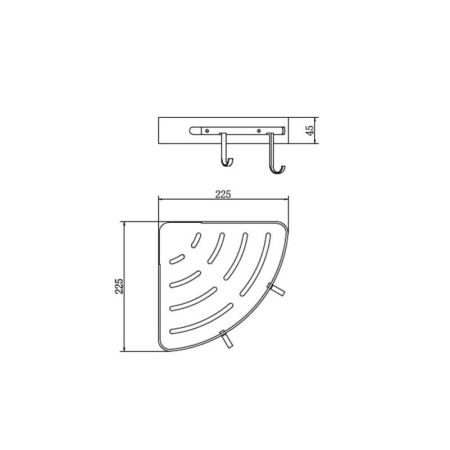 Полка металлическая угловая с крючками FASHUN A7335-7, черный, артикул A7335-7