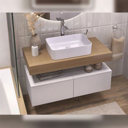 Тумба подвесная без столешницы Velvex Unit tp.UNI.50.1Y белый матовый, 50 см, артикул tp.UNI.50.1Y белый матовый