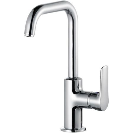 Смеситель для раковины, Kludi, Pure&Solid, тип открывания воды-однорычажный, тип регулирования воды-керамический картридж, монтаж-на раковину/столешницу, отверстия для монтажа-1, высота, мм-280, вынос излива, мм-155, тип излива-поворотный, донный клапан-е, артикул 340250575