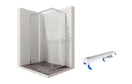 Душевой уголок Ambassador Kingston 14011101-ST13, прямоугольный, линейный трап, 120х80