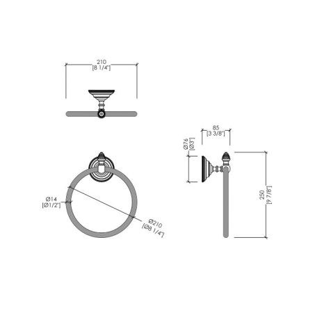 Devon Black Diamond Полотенцедержатель - кольцо, декоративные элементы черного цвета ,цвет  никель блестящий, артикул BLKD507NK